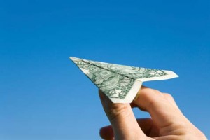 paper plane made with currency note