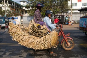 Cambodia man on motorbike